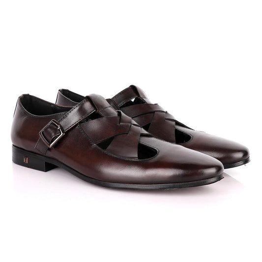 Thom Browne Twisted Design coffee Leather Shoe - Obeezi