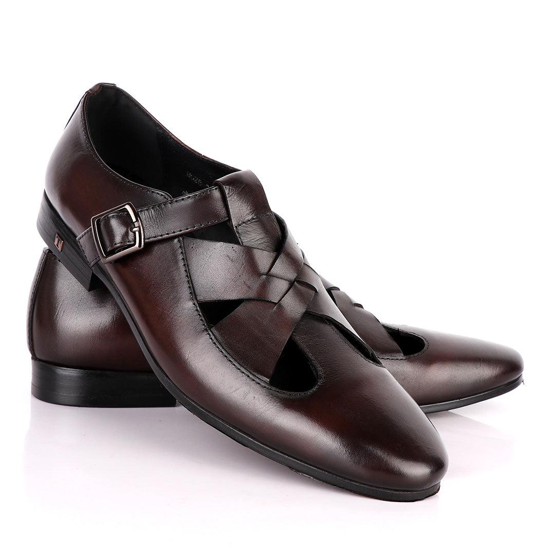 Thom Browne Twisted Design coffee Leather Shoe - Obeezi