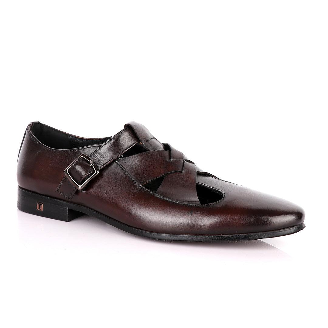 Thom Browne Twisted Design coffee Leather Shoe - Obeezi