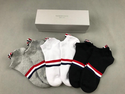 Thom Cotton 5 in 1 Ash, White and Black Socks - Obeezi.com