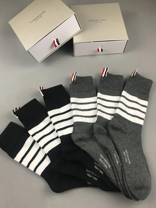 Thom Cotton 6 Pairs Black and Ash Socks - Obeezi.com