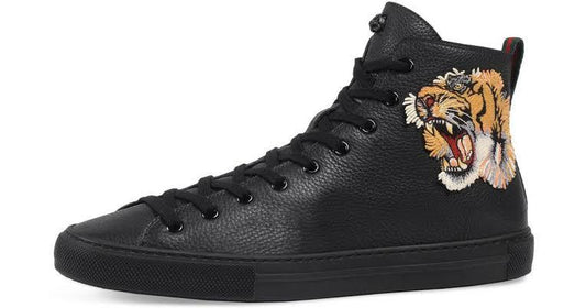 Tiger Black Hightop Sneakers - Obeezi