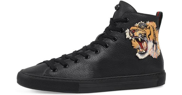 Tiger Black Hightop Sneakers - Obeezi