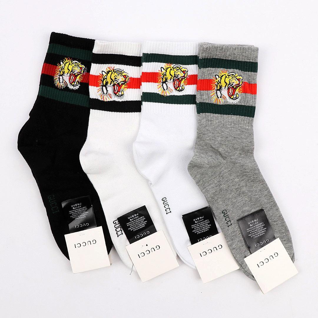 Tiger Head loafers White Black Ash Socks - Obeezi.com
