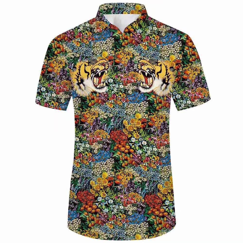 tiger triple pattern Short Sleeve shirt - Obeezi