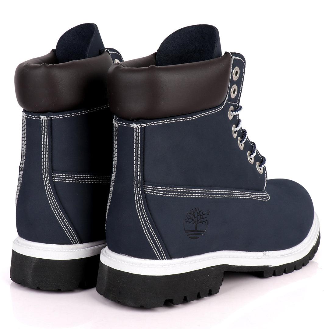Tim Adventure 6 Inch Leather Boots Navy Blue White - Obeezi.com