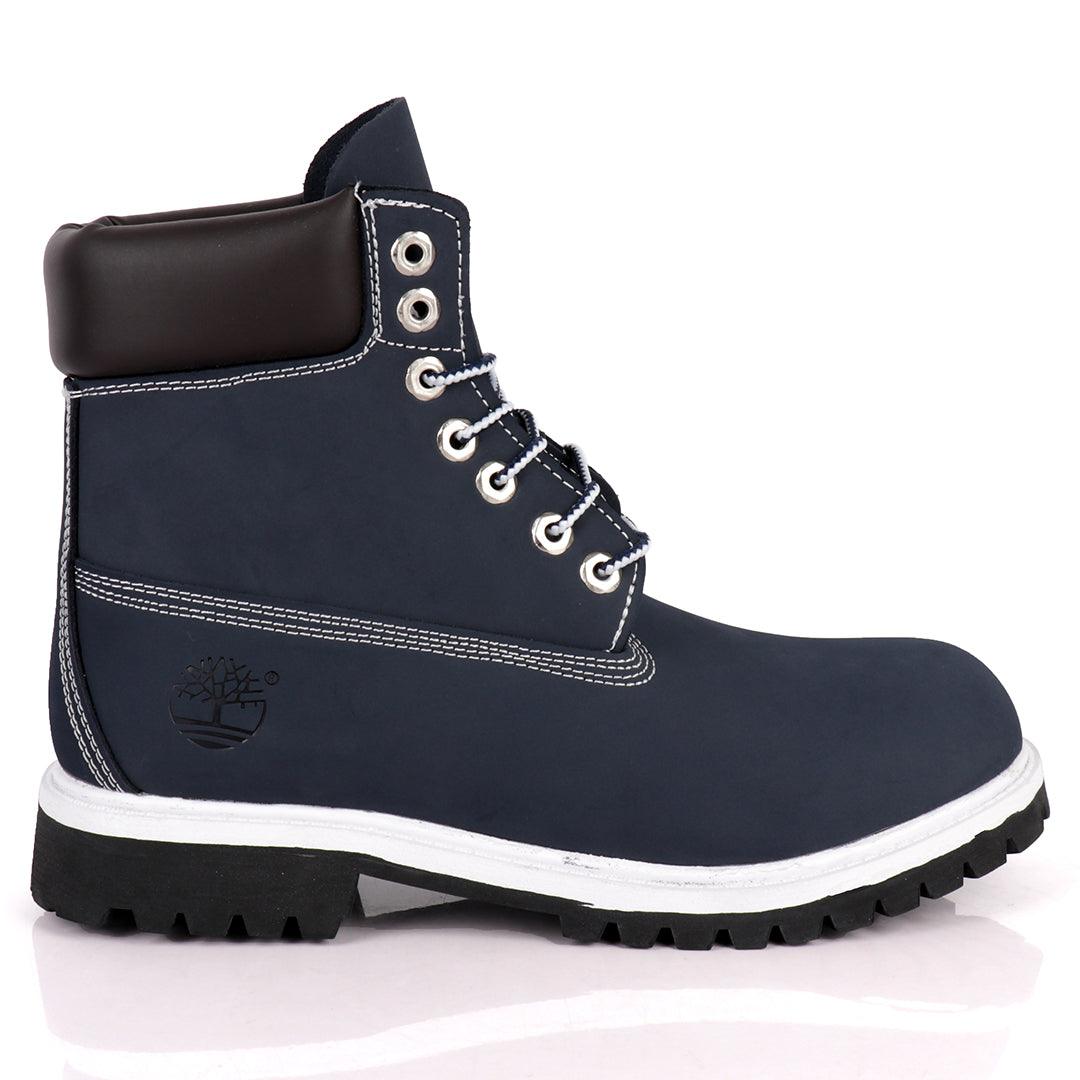 Tim Adventure 6 Inch Leather Boots Navy Blue White - Obeezi.com