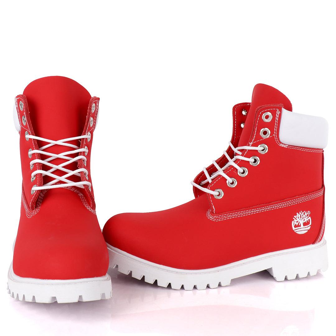 Tim Adventure 6 Inch Leather Boots Red White - Obeezi.com