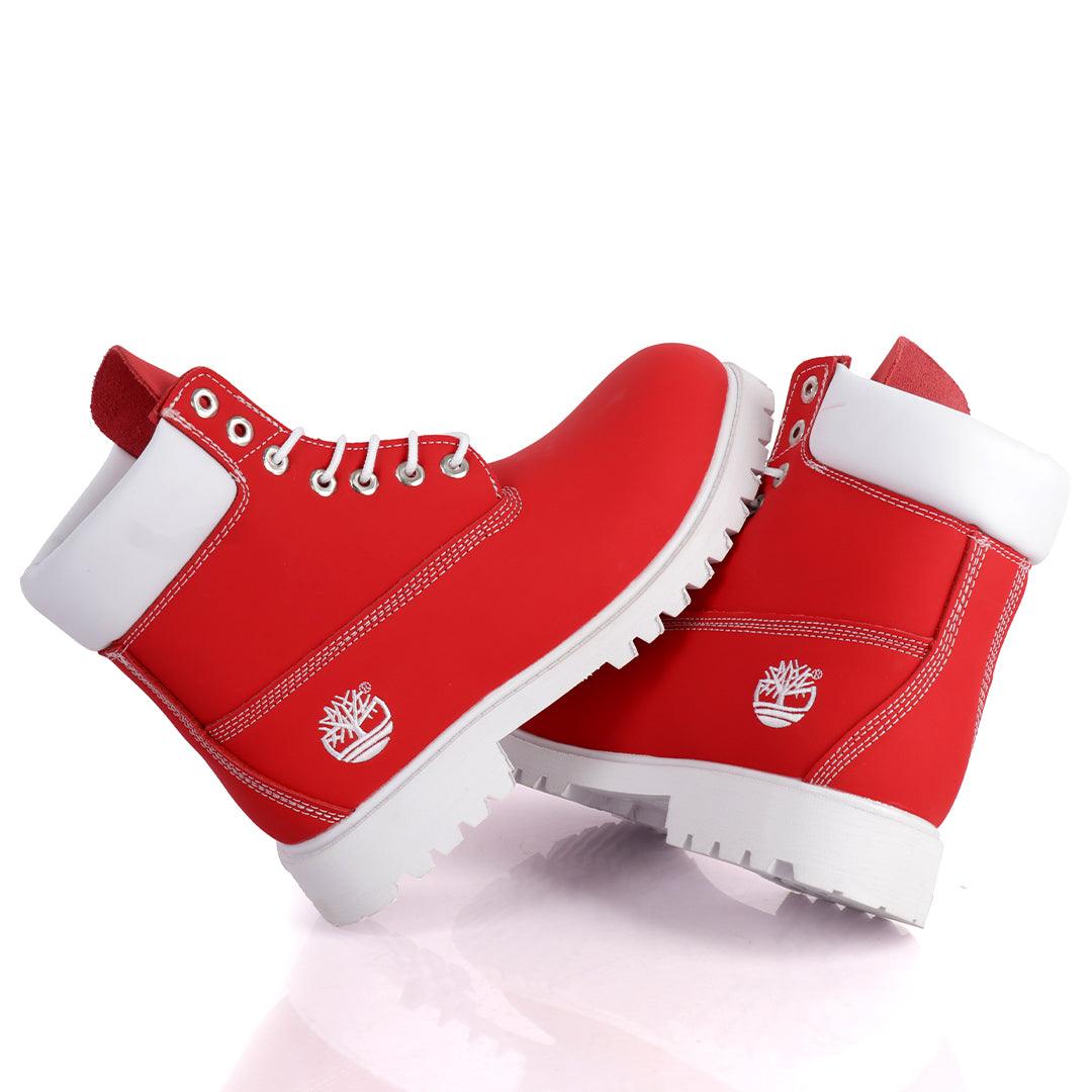 Tim Adventure 6 Inch Leather Boots Red White - Obeezi.com