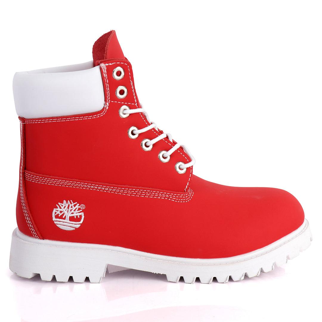 Tim Adventure 6 Inch Leather Boots Red White - Obeezi.com