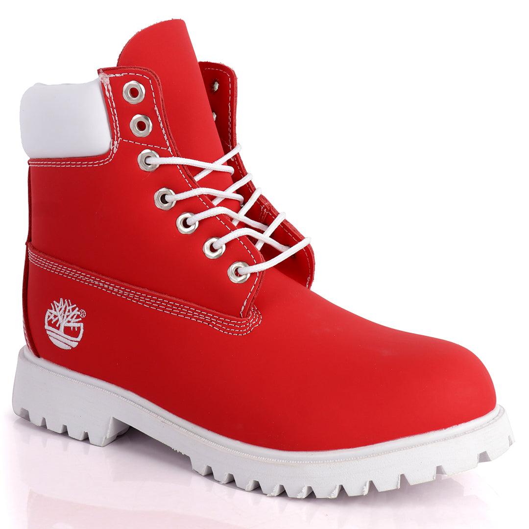 Tim Adventure 6 Inch Leather Boots Red White - Obeezi.com