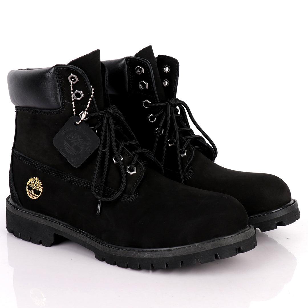 Tim Waterproof Premium Men's Leather Gold Logo Boots 6 Inch - Black - Obeezi.com