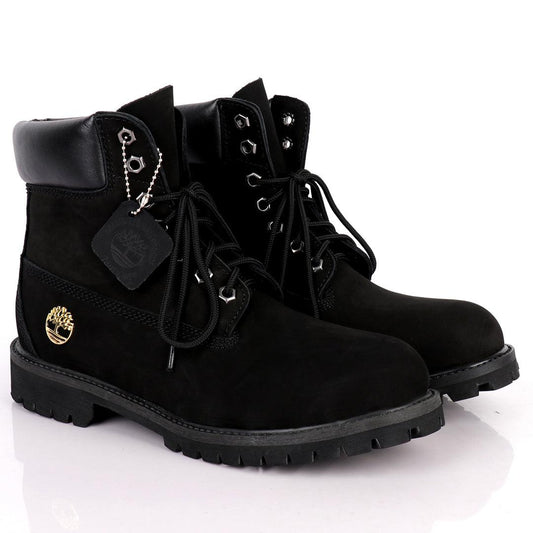 Tim Waterproof Premium Men's Leather Gold Logo Boots 6 Inch - Black - Obeezi.com