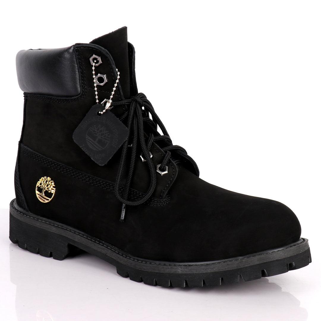 Tim Waterproof Premium Men's Leather Gold Logo Boots 6 Inch - Black - Obeezi.com