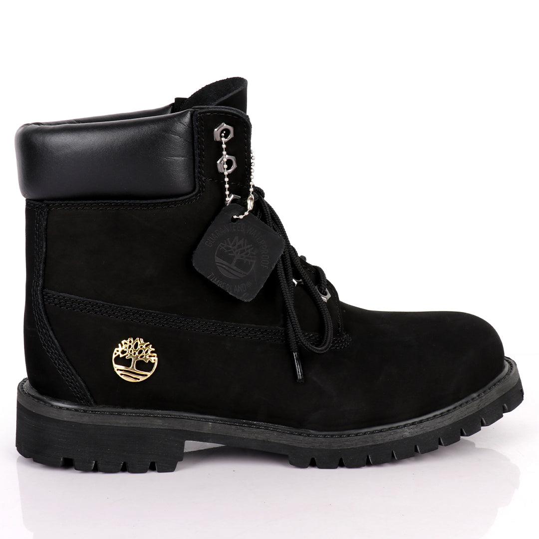 Tim Waterproof Premium Men's Leather Gold Logo Boots 6 Inch - Black - Obeezi.com
