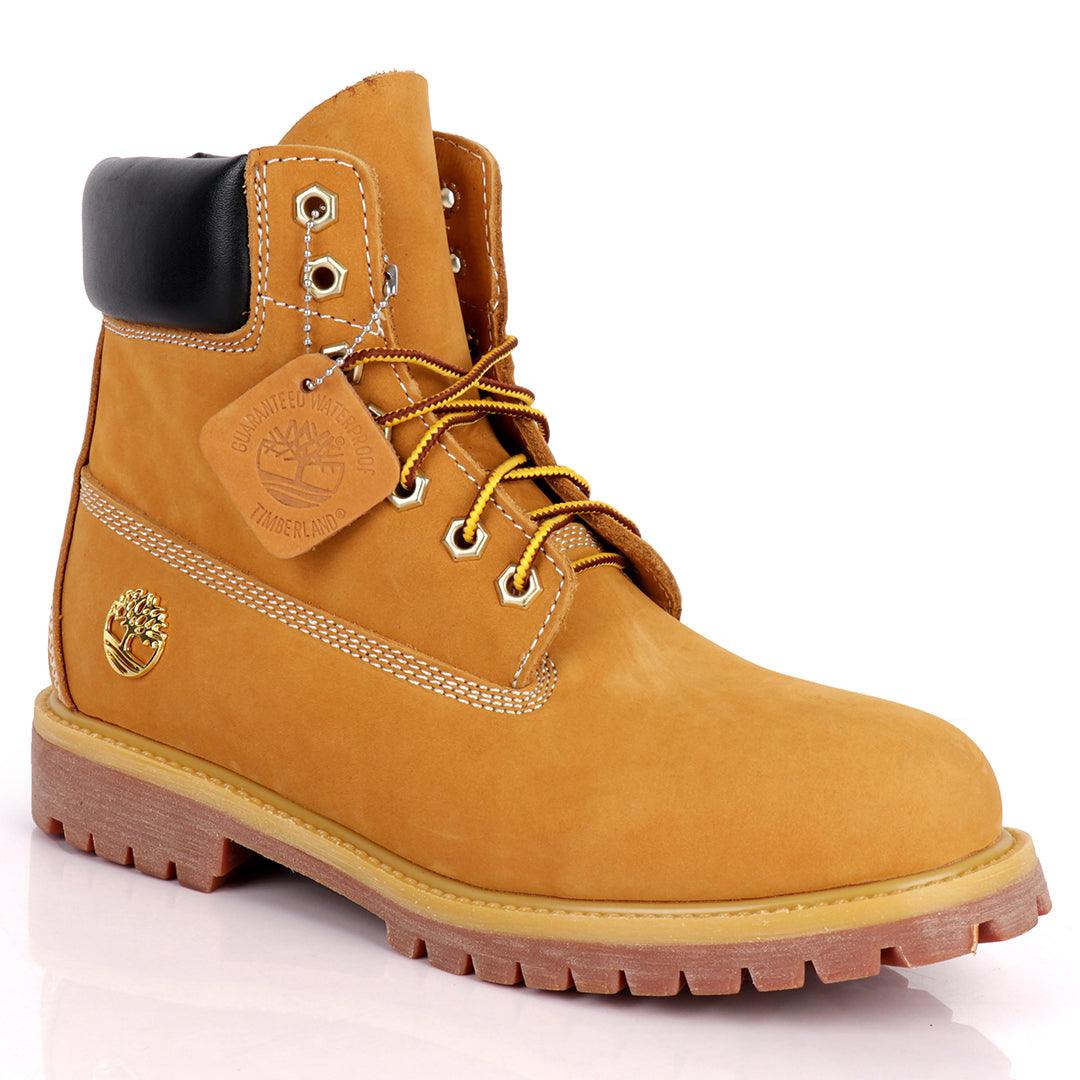 Tim Waterproof Premium Men's Leather Gold Logo Boots 6 Inch - Brown - Obeezi.com