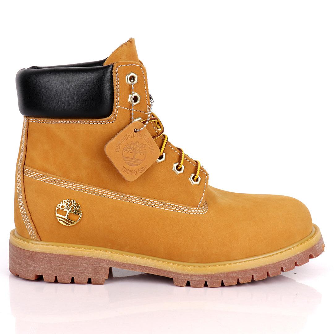 Tim Waterproof Premium Men's Leather Gold Logo Boots 6 Inch - Brown - Obeezi.com