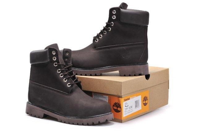 Timberland 6 Inch Nubuck Leather Boots Coffee Brown Black Mens Boots Shoes - Obeezi