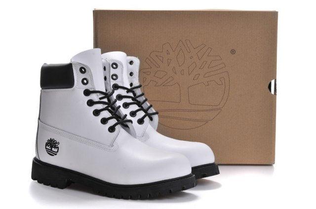 Timberland 6 Inch Nubuck Leather Boots White Black Mens Boots - Obeezi