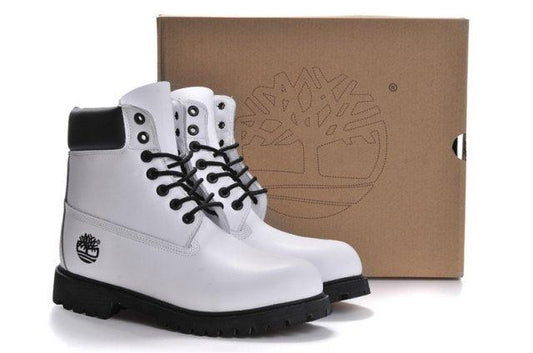 Timberland 6 Inch Nubuck Leather Boots White Black Mens Boots - Obeezi