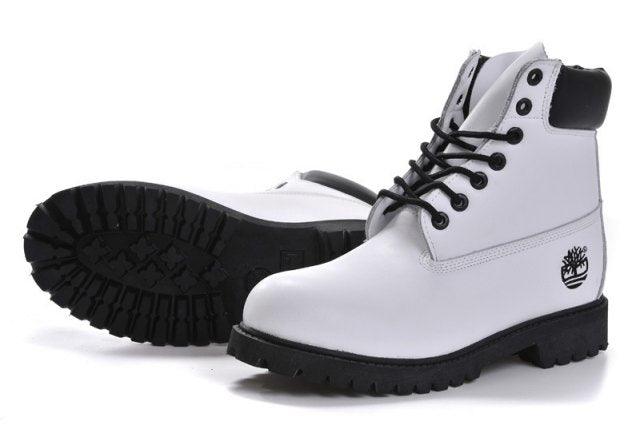 Timberland 6 Inch Nubuck Leather Boots White Black Mens Boots - Obeezi