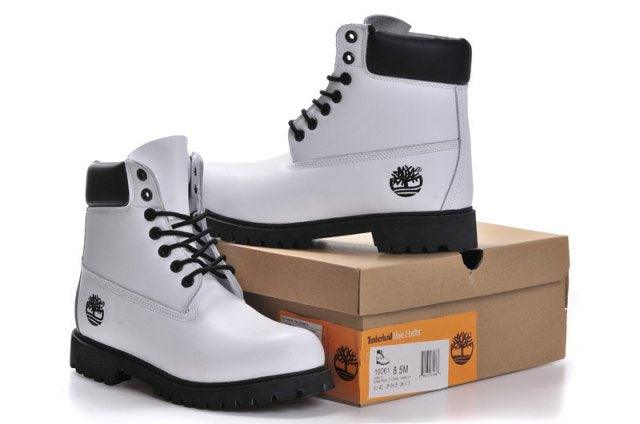 Timberland 6 Inch Nubuck Leather Boots White Black Mens Boots - Obeezi