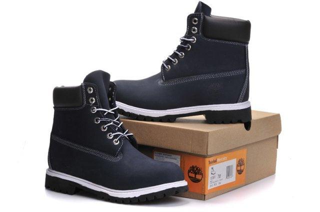 Timberland 6 Inch Nubuck Leather Navy Blue White Breathable Vent Tech Boots - Obeezi