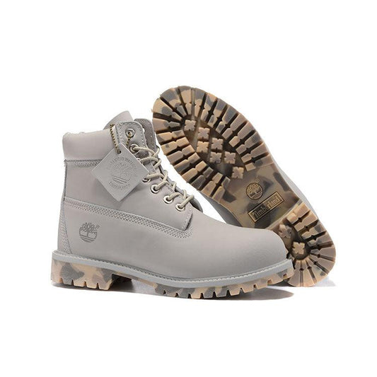 Timberland Icon 6 inch Premium With Camo Outsole Light Gray Waterproof Boots - Obeezi