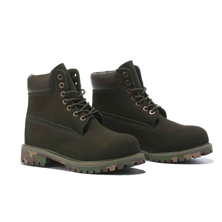 Timberland Icon 6 inch Premium With Camo Outsole Olive Green Waterproof Boots - Obeezi