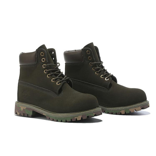 Timberland Icon 6 inch Premium With Camo Outsole Olive Green Waterproof Boots - Obeezi