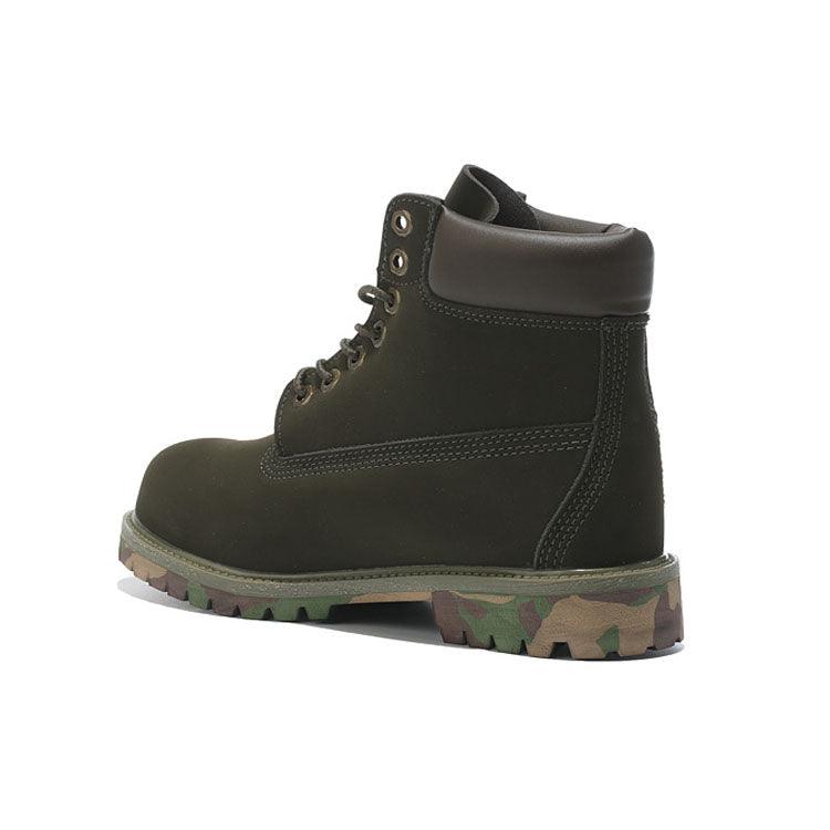 Timberland Icon 6 inch Premium With Camo Outsole Olive Green Waterproof Boots - Obeezi