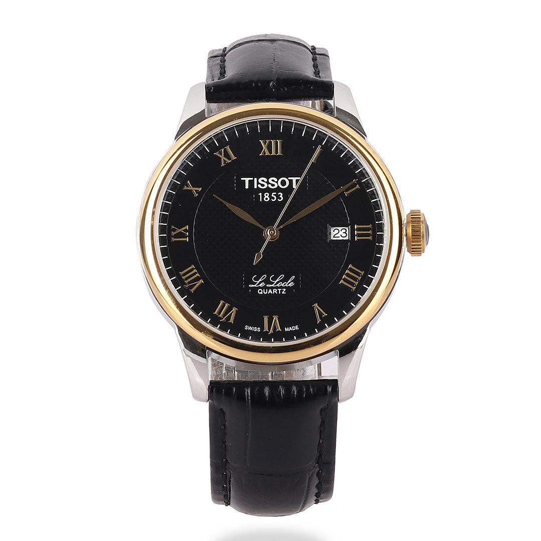 Tissot Lelode Swiss Made Black Leather Watch - Obeezi.com