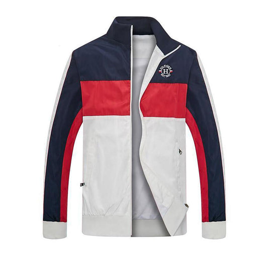 Tom Color Block Designed Round Logo Zip Down Jacket - Obeezi.com
