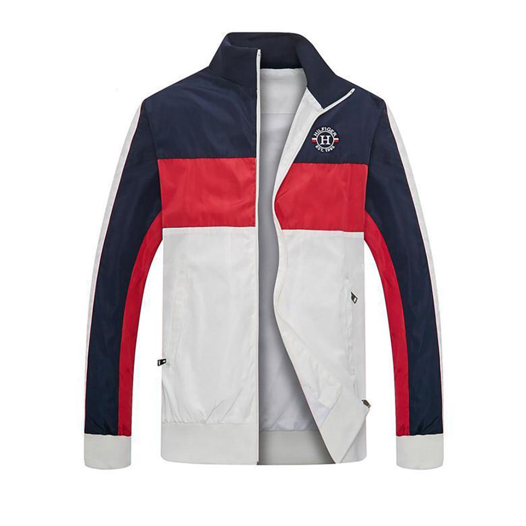 Tom Color Block Designed Round Logo Zip Down Jacket - Obeezi.com