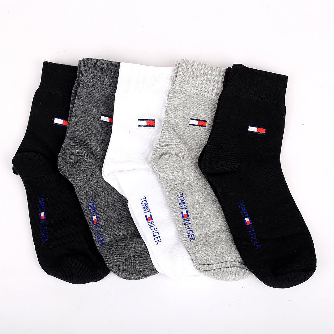 Tom Cotton 5 In 1 Logo Designed White, Black, Grey, Blue And Ash Socks - Obeezi.com