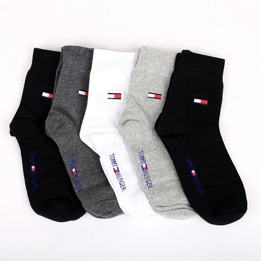 Tom Cotton 5 In 1 Logo Designed White, Black, Grey, Blue And Ash Socks - Obeezi.com
