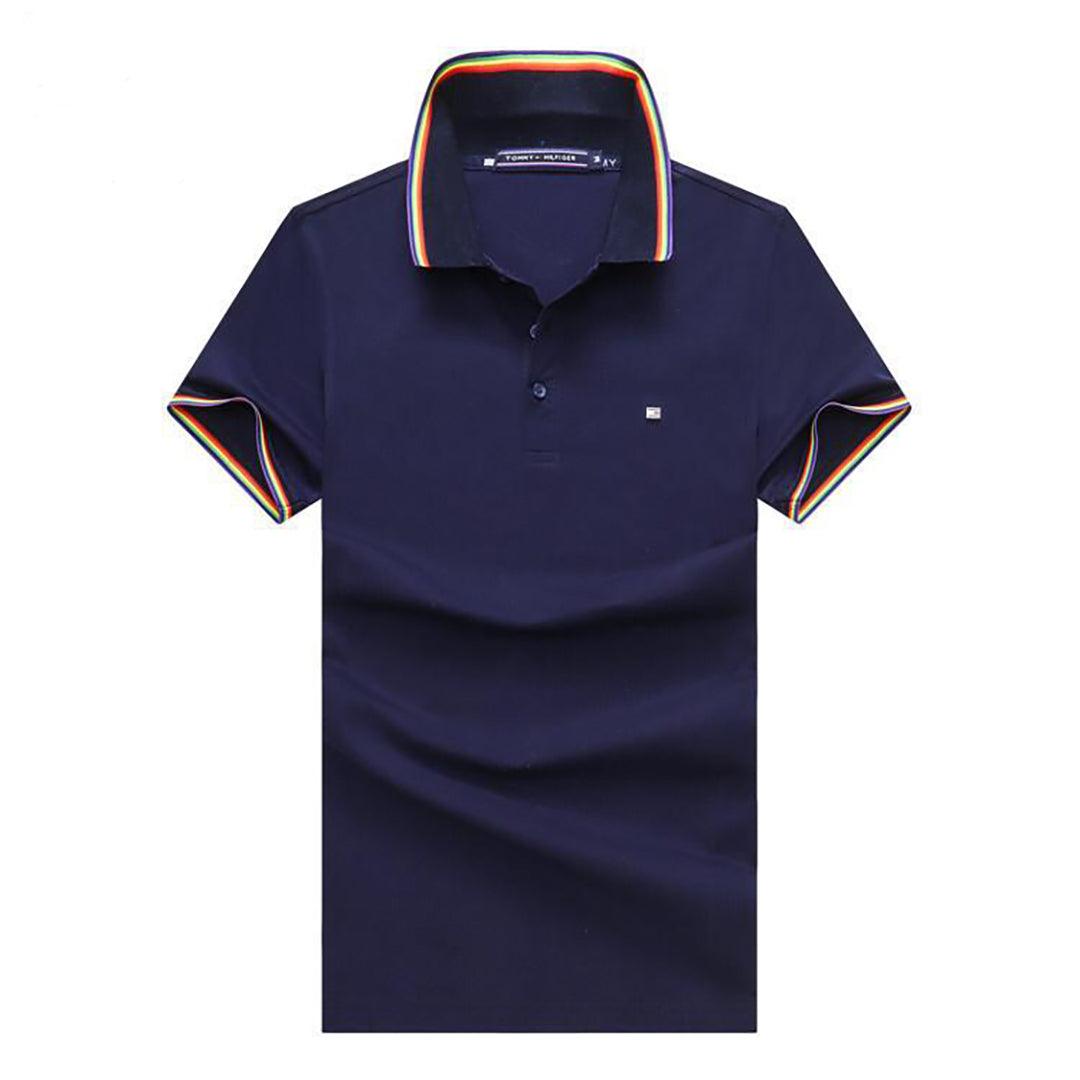 Tom Custom Fit Essential Collar Color Block Polo-Navy BLue - Obeezi.com