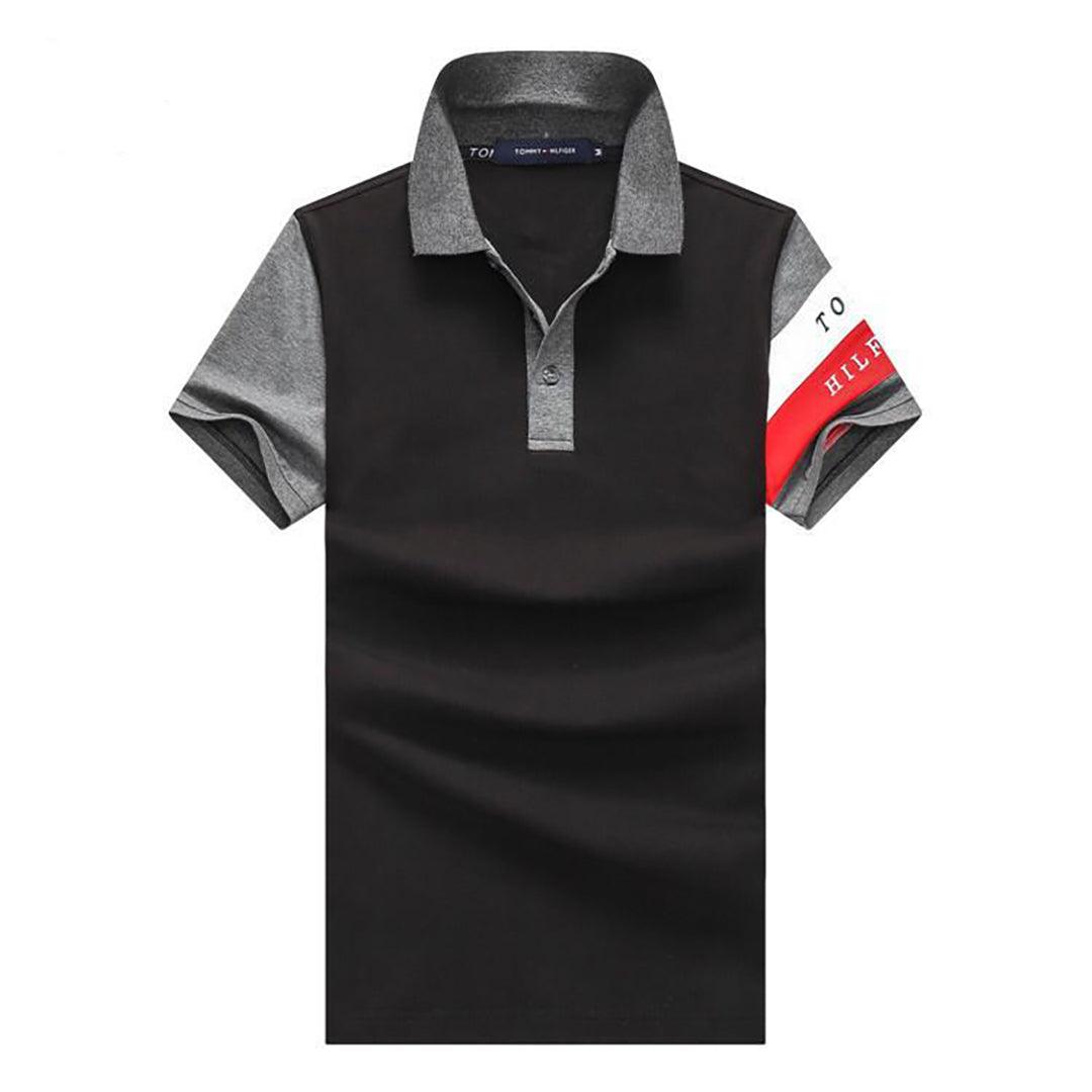 Tom Essential Men's Hand Stripe Polo-Black - Obeezi.com