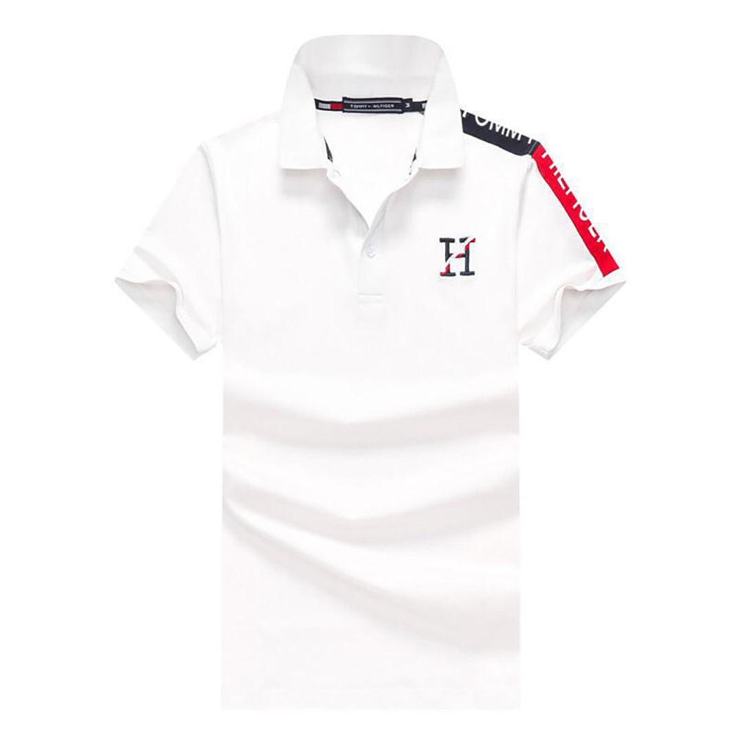 Tom Essential Organic Cotton Crest Polo-White - Obeezi.com