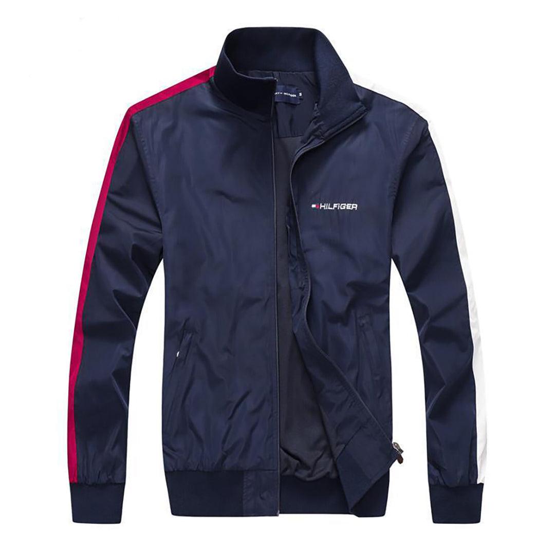 Tom Men's Essential Zip Thru Wind Breaker Jacket-Navy Blue - Obeezi.com
