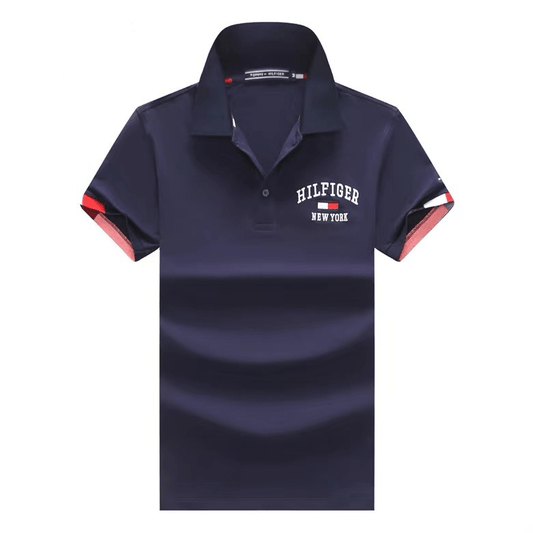 Tommy HF Side crested Flag Logo Polo- Navyblue - Obeezi.com