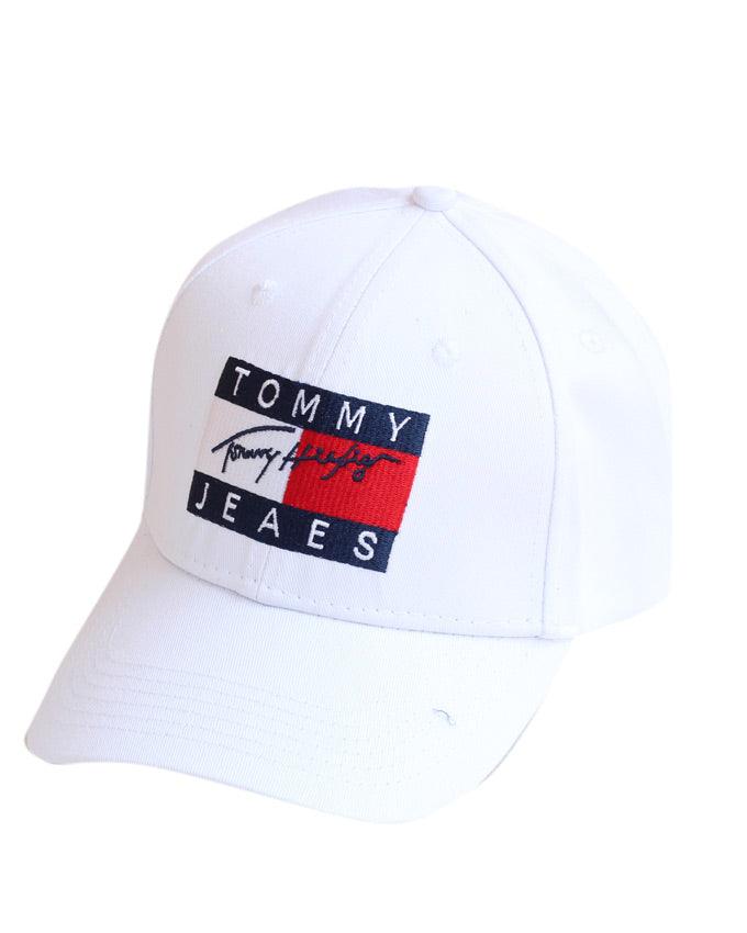 Tommy Hilfiger Baseball Adjustable White Large Logo Cap - Obeezi.com