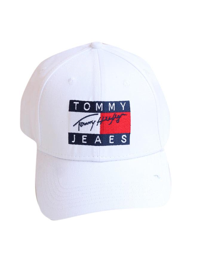 Tommy Hilfiger Baseball Adjustable White Large Logo Cap - Obeezi.com