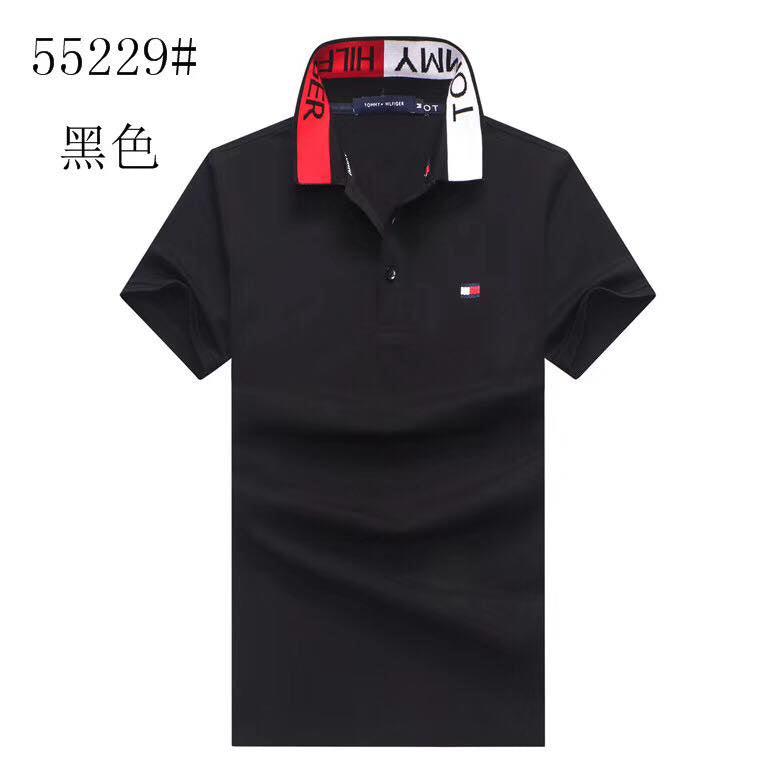 Tommy Hilfiger Black Fashionable Crested Collar Polo Shirt - Obeezi