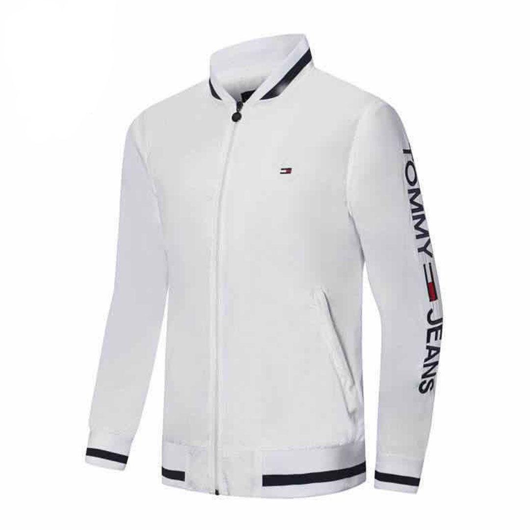 Tommy Hilfiger Blue Collar Strap White Tracksuit - Obeezi