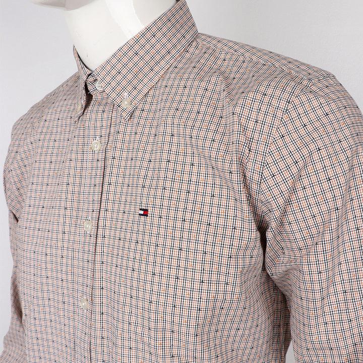 Tommy Hilfiger Checkered Custom Brown Long sleeve Shirt - Obeezi