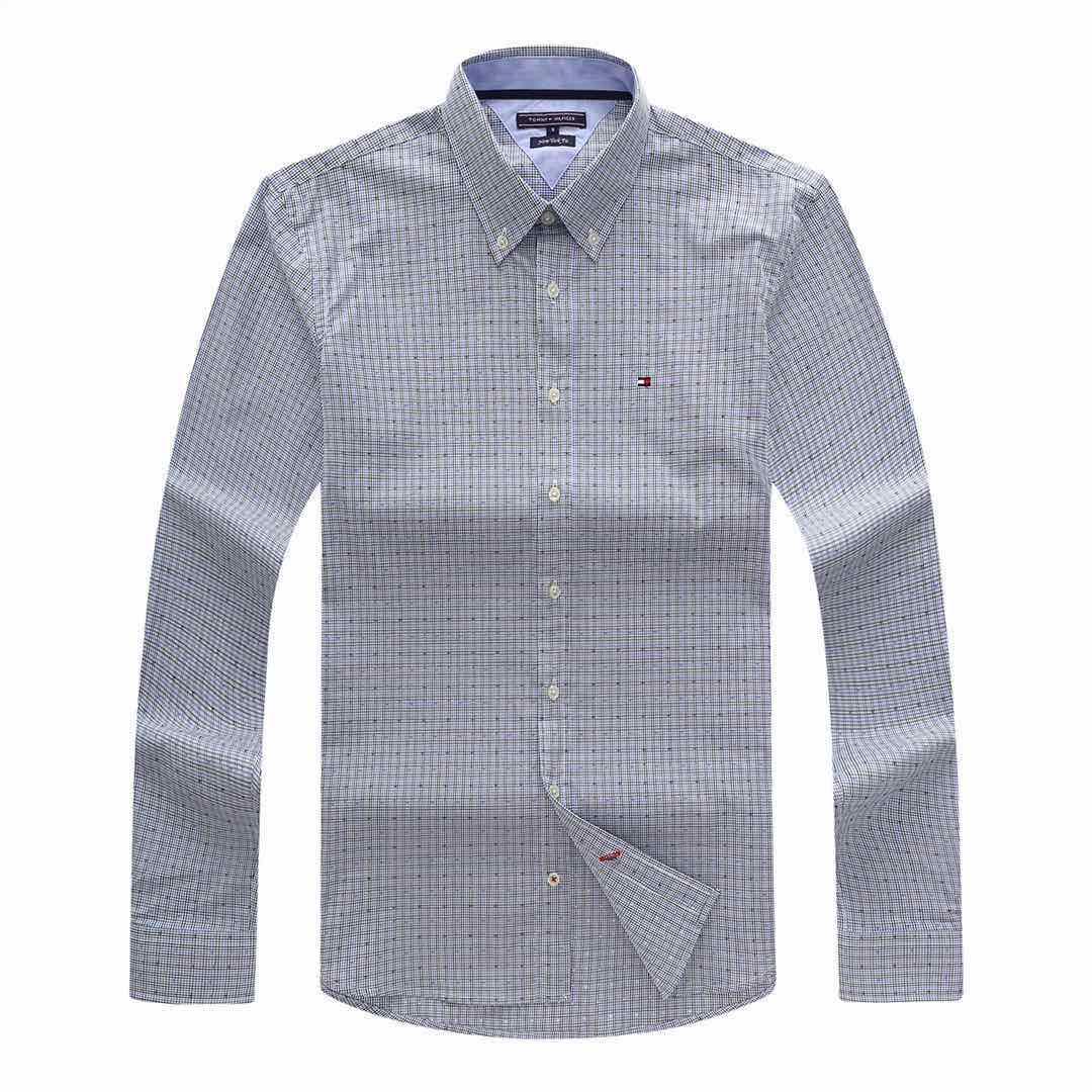 Tommy Hilfiger Checkered Pure Cotton Blue Long Sleeve Shirt - Obeezi