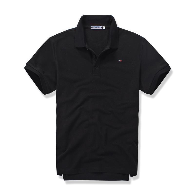 Tommy Hilfiger Classic Black Plain Polo Shirt - Obeezi