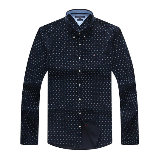 Tommy Hilfiger Classic Deep NavyBlue With Dot Purple Longsleeve Shirt - Obeezi