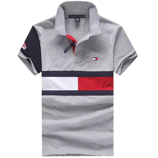 Tommy Hilfiger Classic Grey Dual Color Short-Sleeve Polo - Obeezi